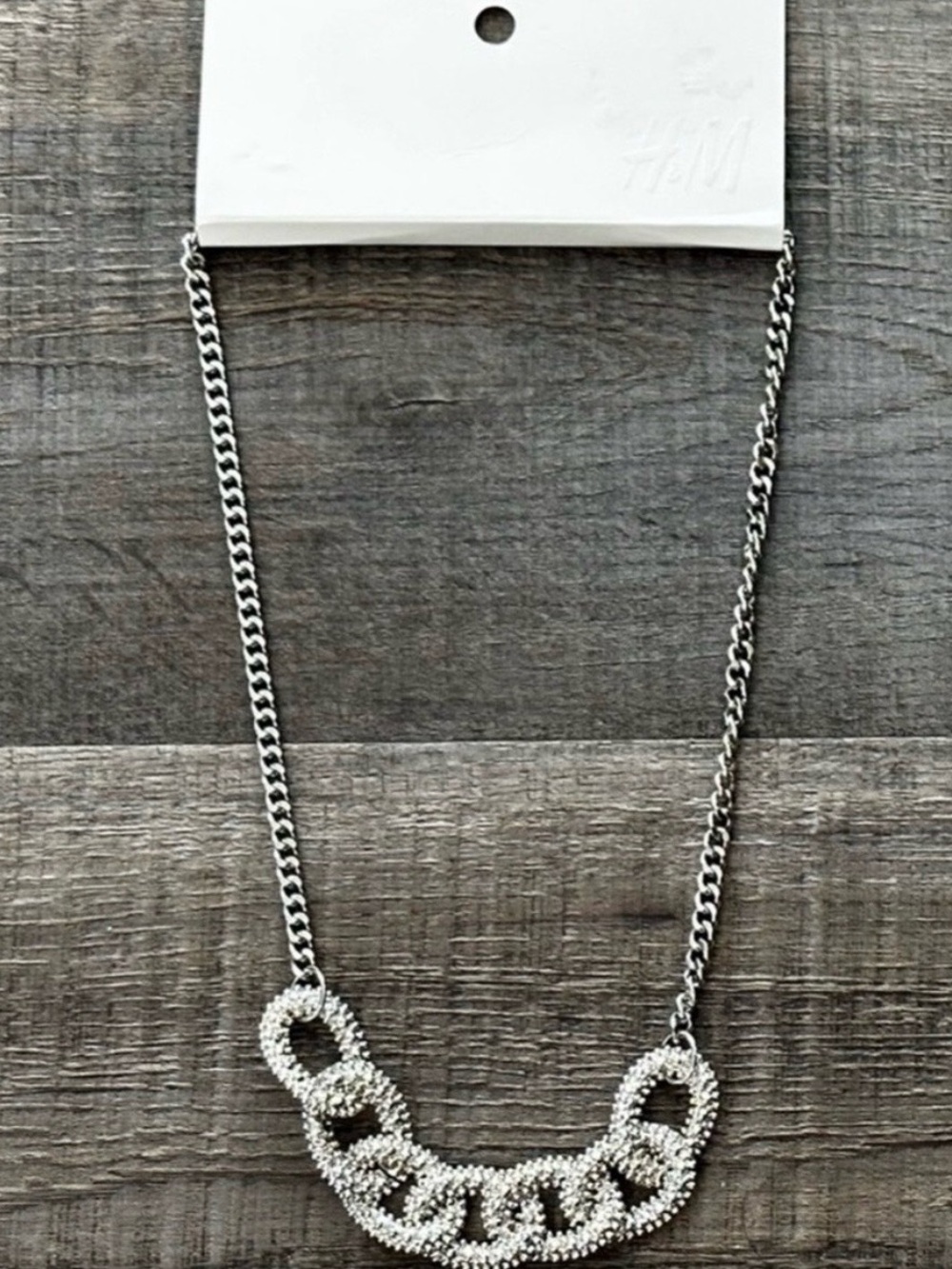 💞 New Textured Silver Chain Link Necklace